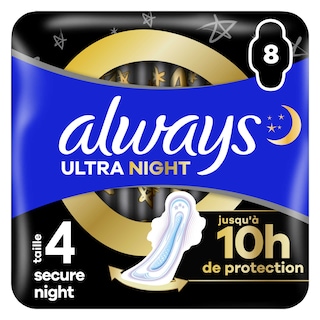 Always | Ultra | Serviettes Hygiéniques |Secure Nuit|Ailette 