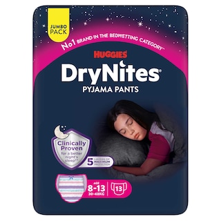 Huggies | DryNites | Culottes de nuit | Fille | Absorbant | 8-13 ans 13 pc
