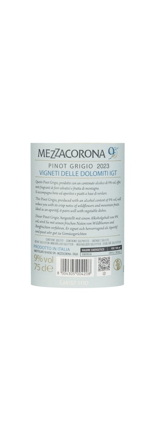 Italy | Mezzacorona Low Alc Pinot Grigiot Wit 