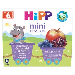 Hipp | Fruit |Pomme Myrtille Grenade | 6M | Bio 4 x 100 gr