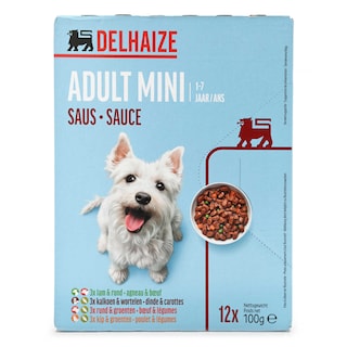 Delhaize | Aliment chien | Pouch | Adulte | Mini Viande 12 x 100 gr