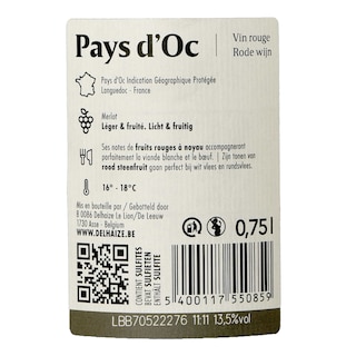 Delhaize | Pays d'Oc | Merlot 