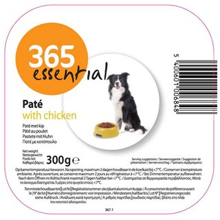 365 | Aliment chien | Pâtée | Poulet | 300 gr