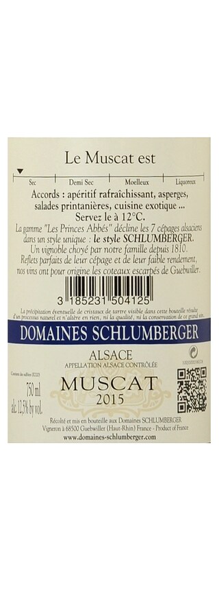 France - Frankrijk | Alsace - Muscat | Schlumberger Muscat Les Princes Abbés 15 Wit 