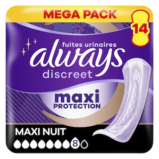 Always | Discreet | Serviettes | Fuites Urinaires | Maxi | Nuit 