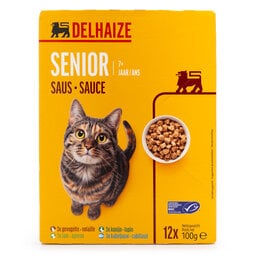 Delhaize | Aliment pour chats | Pouch | Senior | en sauce 12 x 100 gr