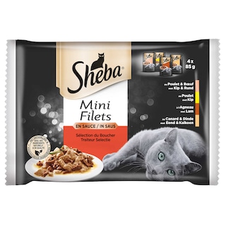 Sheba | Mini Filets | Aliment chat | Boucher 4 x 85 gr