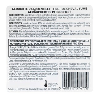 Delhaize | Filet de cheval fumé 125 gr