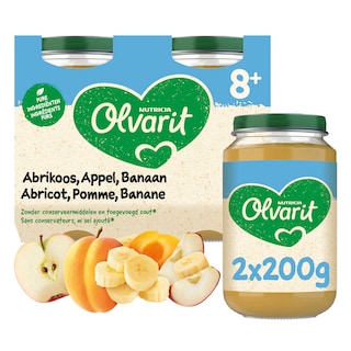 Olvarit | Fruitpap | Abrikoos Appel Banaan | 8M 