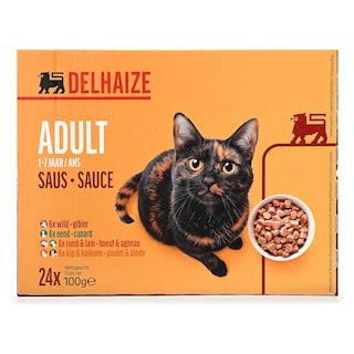 Delhaize | Aliment chat | Pouch | Adulte | Viande/poisson 