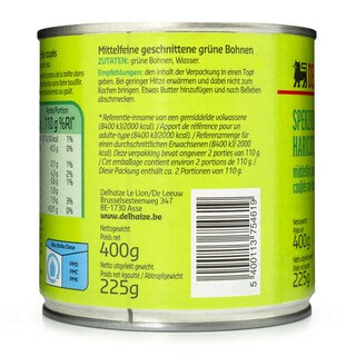 Delhaize | Middelfijne versneden sperziebonen| Zond.zout 225 gr