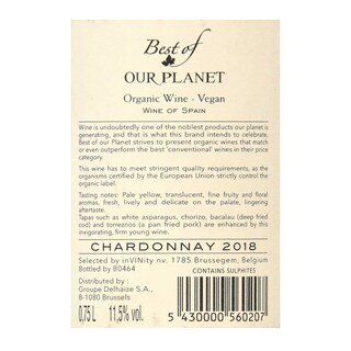 Espagne - Spanje | VALENCIA - CASTILLA LA MANCHA | Best Of Our Planet Chardonnay Spain | BIO 