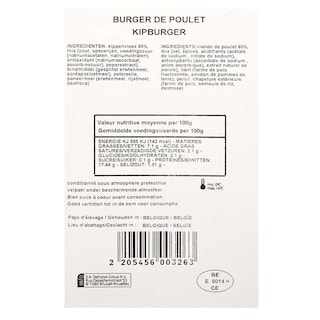Delhaize | Burger Poulet maïs | Coqardenne +/- 250 gr