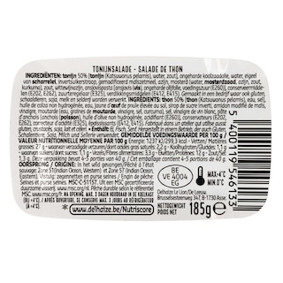 Delhaize | Salade | Tonijn | MSC 185 gr
