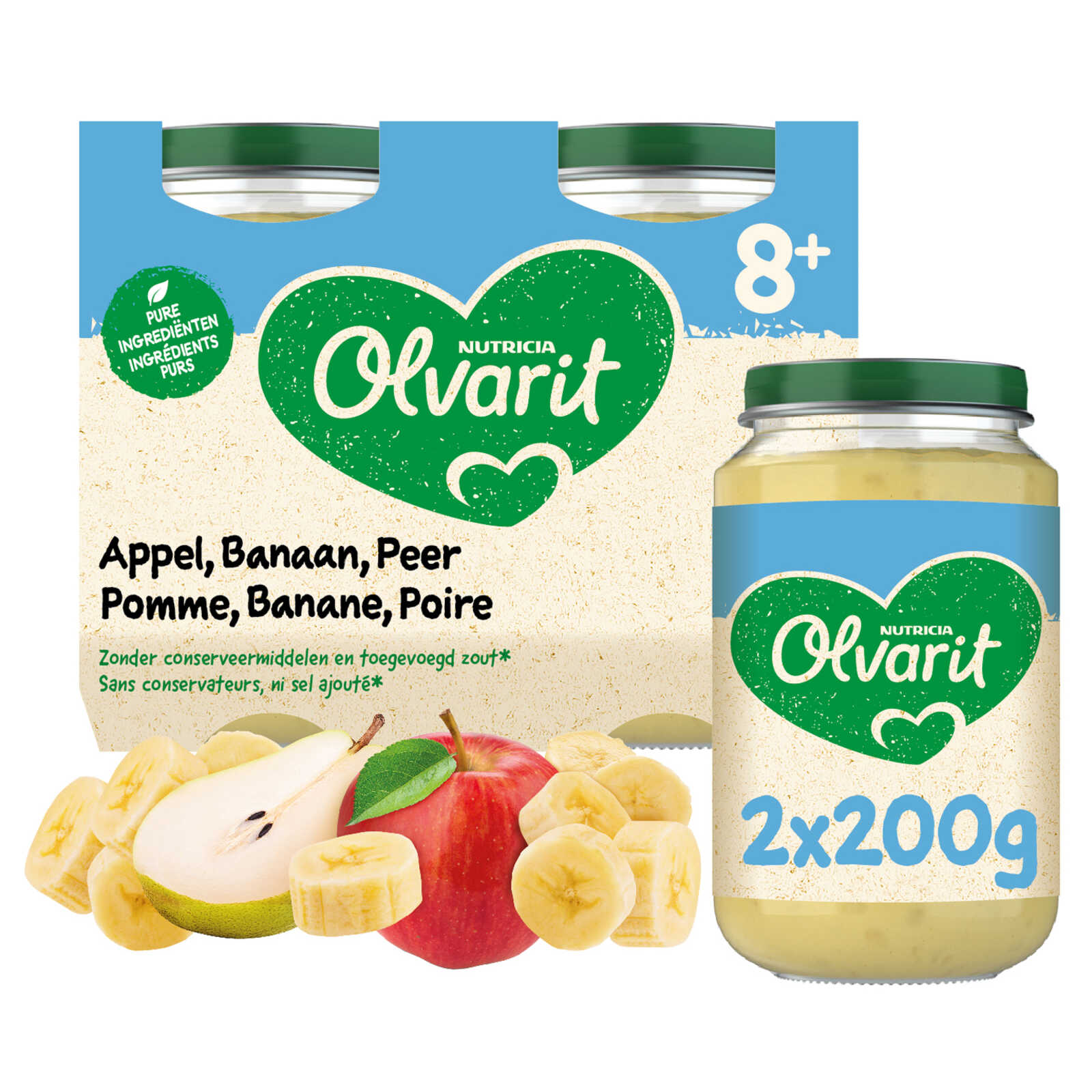 Olvarit Fruitpap | Appel Banaan Peer | 8M