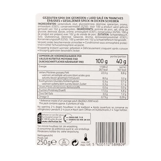 Delhaize | Lard salé | Tranches 