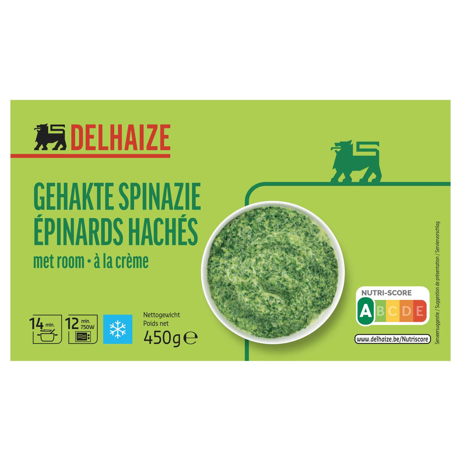Delhaize Gehakte spinazie met room