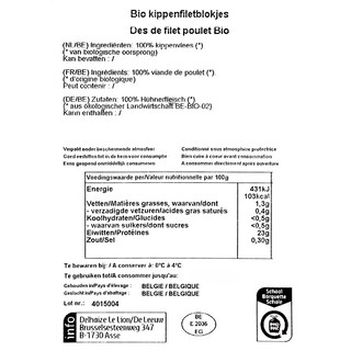 Delhaize | Bio | Dès de filet | Poulet | Bio 