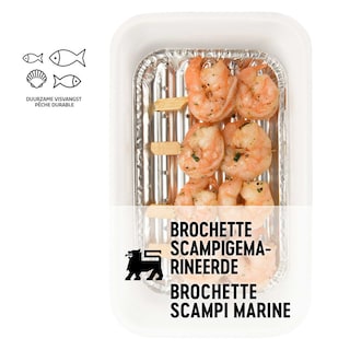 Delhaize | Brochette | Scampi | Cuit, pelé & mariné 