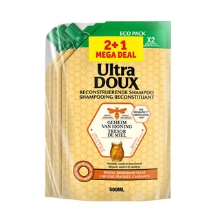Ultra Doux | Geheim van Honing | Shampoo | 3X500ml Ecopack 2+1 | Kwetsbaar of Breekbaar Haar | Eco 
