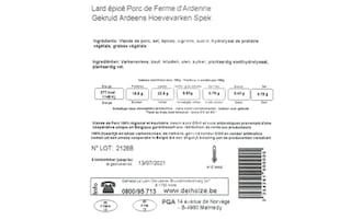 Delhaize | Gekruid spek | Hoevevarken | Ardens 