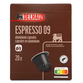 Delhaize | Koffie | Espresso 09 | 20 Caps 20 x 5 gr