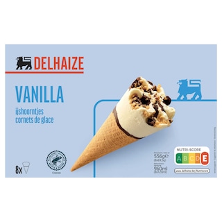 Delhaize | Cornet | Vanille 8 x 12 cl
