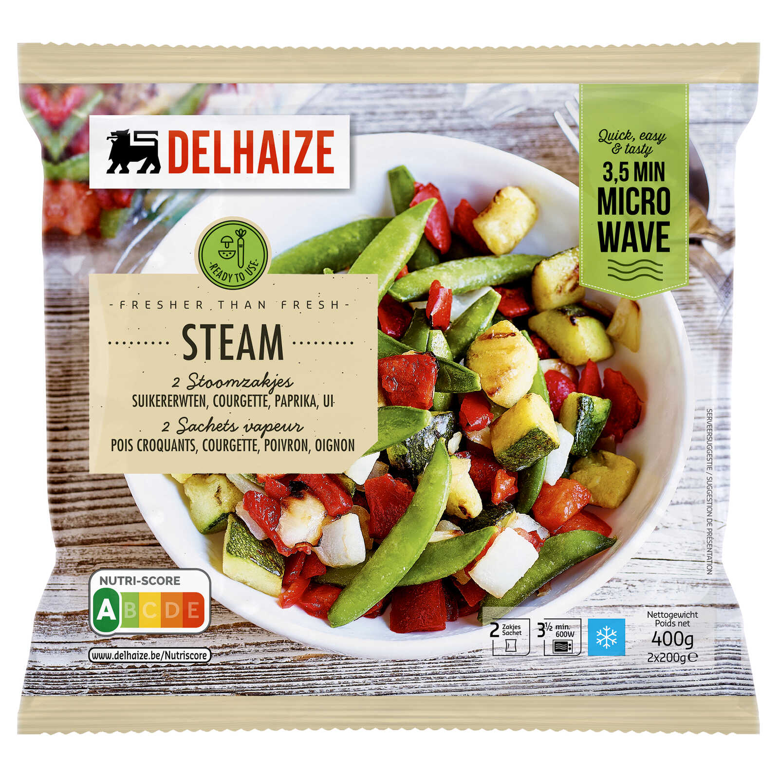 Delhaize Stoomzakje | Courgette | suikererwt