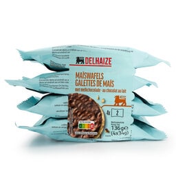 Delhaize | Maiswafels | Melkchocolade | 4X34G 