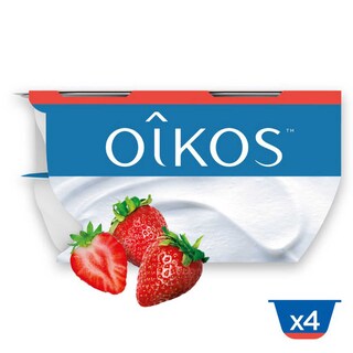 Oikos | Yoghurt | Griekse wijze | Bedje van aardbeien 