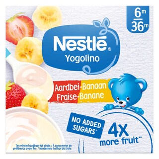 Nestlé | Yogolino | Melkdessert | Aardbei Banaan | 6 maanden 4 x 90 gr