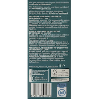 Delhaize | Plant-Based | 1L BOISSON AU RIZ 