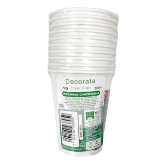 * | 10 witte papieren bekers 200ml 10 st