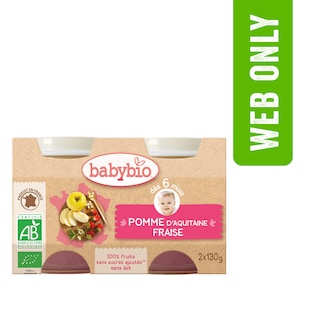 Babybio | Fruit | Fraise Pomme | 6M | Bio 2 x 130 gr