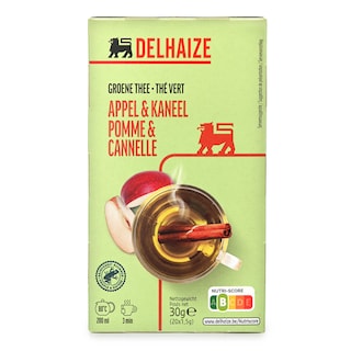 Delhaize | Thee | Groen | Appel | Kaneel | Zakjes 