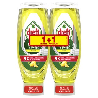 Dreft | Max Power | Vloeibaar Afwasmiddel | Citroen | 1+1 2 x 73 cl