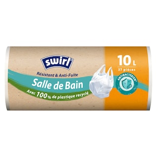 Swirl | Sac poubelle | Antibact | Poignées | Salle de Bain | 37st | 10L 