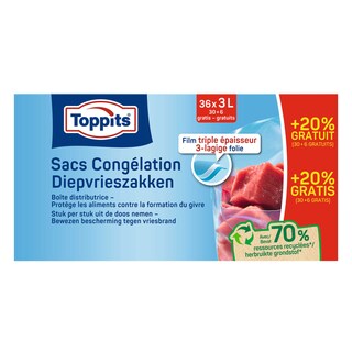 Toppits | Diepvrieszakken | 3l | 30+6 Gratis 