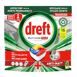 Dreft | Platinum + | 16 Capsules Lave-Vaisselle | ADW | Platinum + Citron 