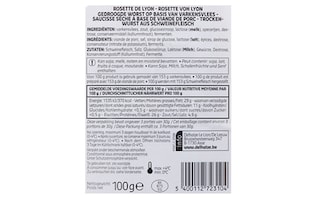 Delhaize | Pure varkensrosette | Sneetjes 100 gr
