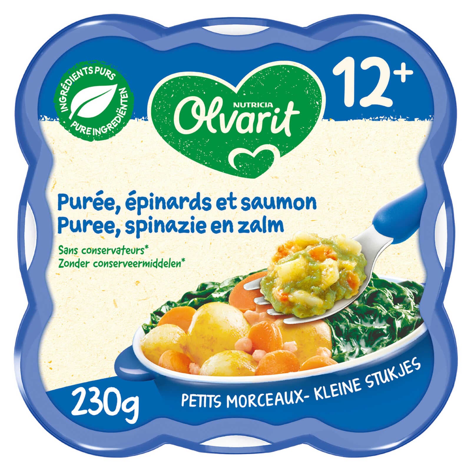 Olvarit Maaltijd | Puree Spinazie Zalm | 12M