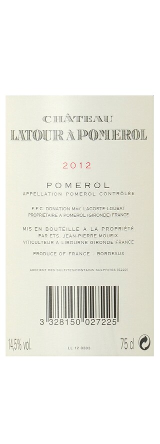 FR BORDEAUX POMEROL | CHATEAU LATOUR POMEROL 2012 