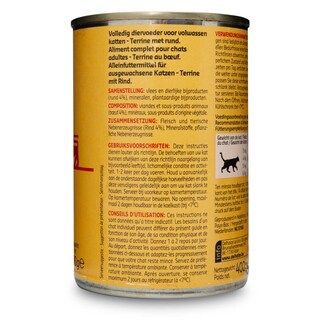 Delhaize | Aliment chat | Terrine | Boeuf 400 gr