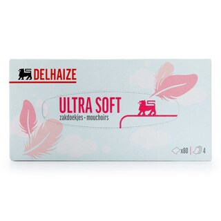 Delhaize | Mouchoirs | Boite | 4 plis | 80 feuilles/bt 80 pc