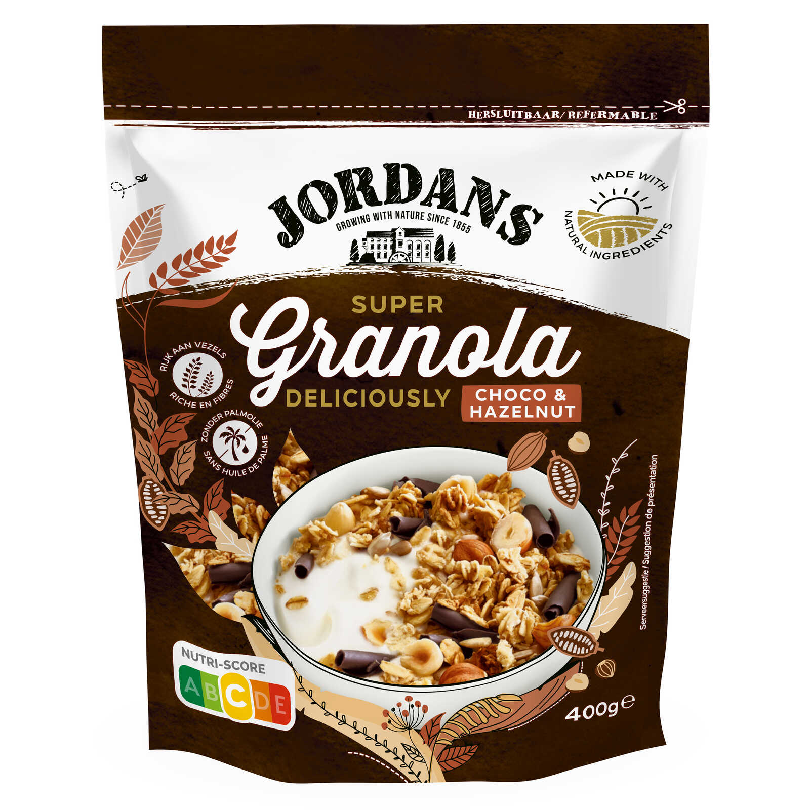 Jordans | Granola | Chocolat | Noisettes | 400 gr | Delhaize