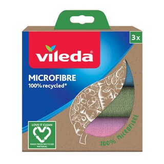 Vileda | Lavettes | Microfibre | 100% recyclée | 3st 3 pc