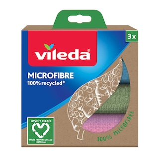 Vileda | Lavettes | Microfibre | 100% recyclée | 3st 