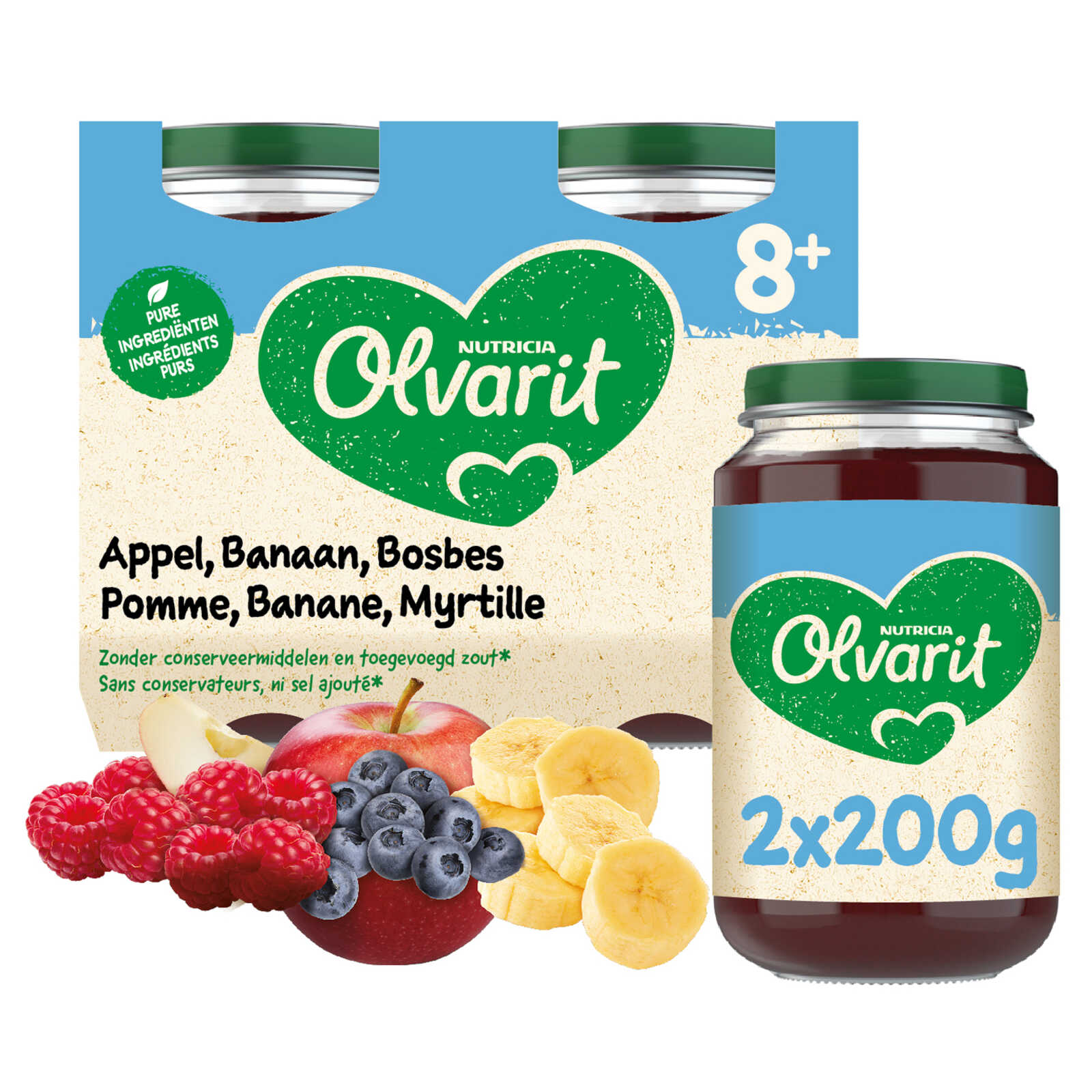Olvarit Fruitpap | Appel Banaan Bosbes | 8M