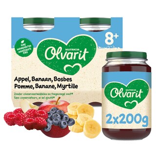 Olvarit | Panade | Pomme Banane Myrtille | 8M 2 x 200 gr