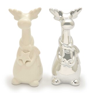 Delhaize | Home | Porseleinen hert | wit/zilver | 12cm 
